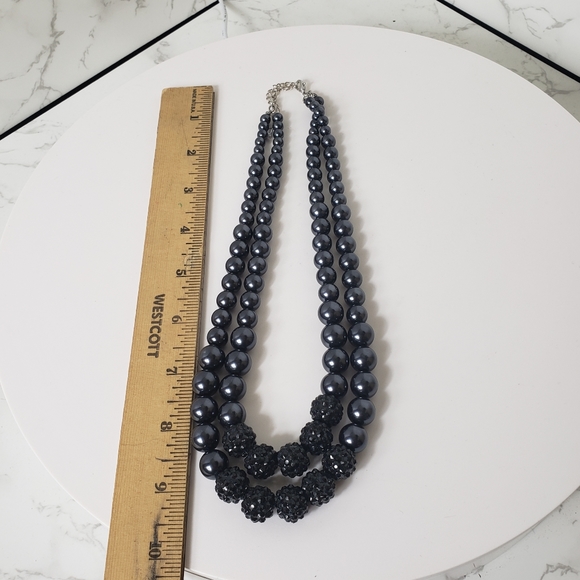 RMN Double Strand Black Faux Pearl Necklace - Picture 5 of 5